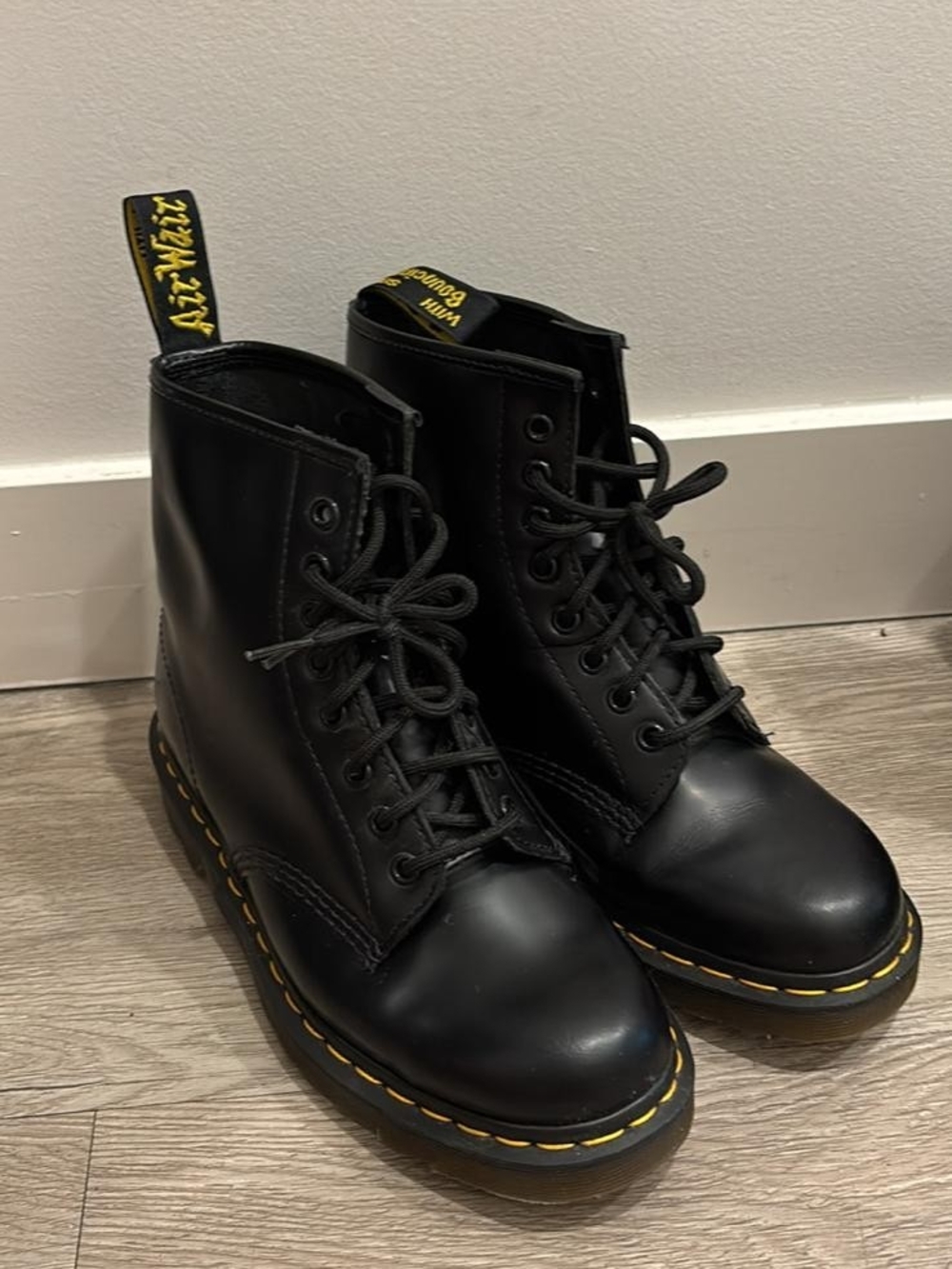 Dr. Martens Black Leather 8-Eye Lace-Up Boots
